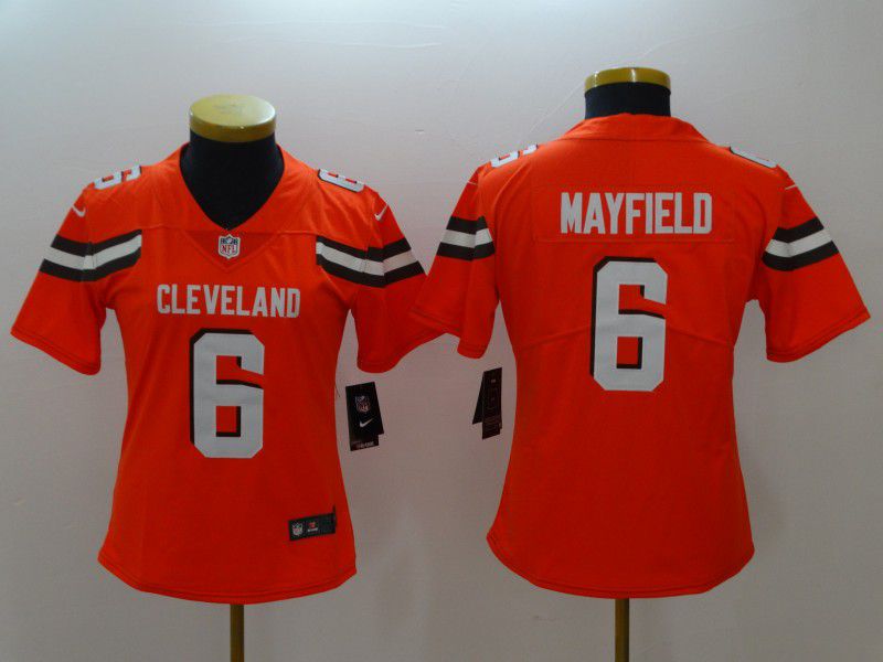 Women Cleveland Browns #6 Mayfield Orange Nike Vapor Untouchable Limited NFL Jerseys